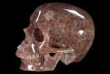Realistic, Carved Strawberry Quartz Crystal Skull #116362-3